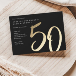 Budget Modern Gold 50. Geburtstag Einladung