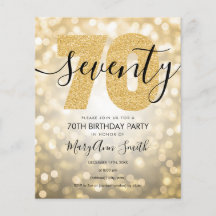 Budget Modern Gold 70. Geburtstagsparty Einladung