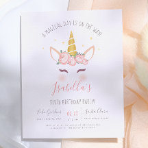 Budget Modern Gold Floral Magical Unicorn Geburtst