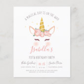 Budget Modern Gold Floral Magical Unicorn Geburtst (Vorderseite)