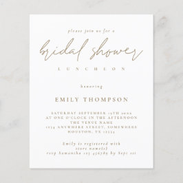 Budget Modern Gold Script Bridal Dusche Einladung