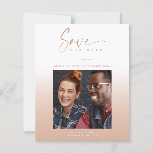 Budget Modern Gradient Minimalist Photo Couple (Vorderseite)