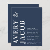 Budget Modern kühne Hochzeitseinladung (Vorne/Hinten)