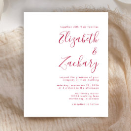 Budget Modern Magenta Script Einladung Hochzeit