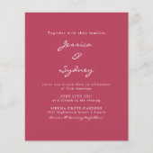 Budget Modern Magenta Script Hochzeit (Vorderseite)