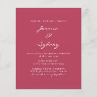 Budget Modern Magenta Script Hochzeit