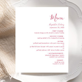 Budget Modern Magenta Script Wedding Menu