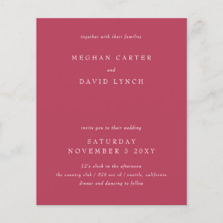 Budget Modern Magenta Wedding Einladung