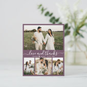 Budget Modern Mauve Foto Hochzeit Danke Karte (Stehend Vorderseite)