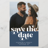BUDGET Modern Navy Blue Foto Save the Date (Vorderseite)