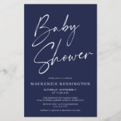 Budget Modern Navy Blue Simple Script Baby Dusche (Vorderseite)