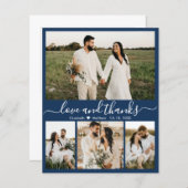 Budget Modern Navy Foto Hochzeit Dankeschön Karte (Vorne/Hinten)