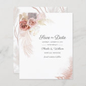 Budget Modern Pampas Grass Floral Save the Date (Vorne/Hinten)