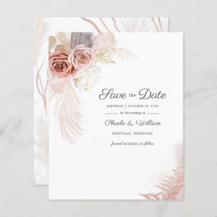 Budget Modern Pampas Grass Floral Save the Date