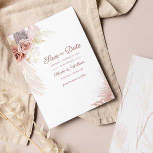Budget Modern Pampas Grass Floral Save the Date Flyer