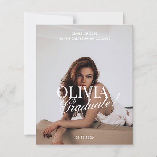 BUDGET Modern Photo Typography Script Grad Party  (Vorderseite)