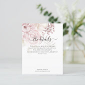 Budget Modern Pink Florals Skript Hochzeitsdetails (Stehend Vorderseite)