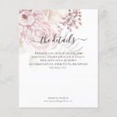 Budget Modern Pink Florals Skript Hochzeitsdetails (Vorderseite)
