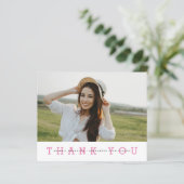Budget Modern Pink Foto Grad Danke Postcard (Stehend Vorderseite)