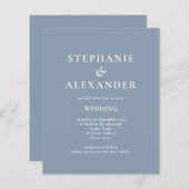 Budget Modern QR Code Dusty Blue Wedite Einladung (Vorne/Hinten)