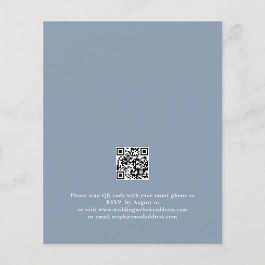 Budget Modern QR Code Dusty Blue Wedite Einladung (Rückseite)