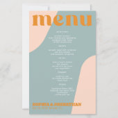Budget modern retro groovy wedding menu template (Vorderseite)