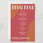 Budget modern retro groovy wedding menu template (Vorderseite)