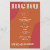 Budget modern retro groovy wedding menu template flyer (Vorne)