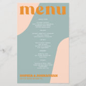 Budget modern retro groovy wedding menu template flyer (Vorne)