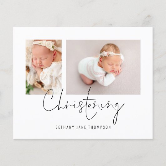 Budget Modern Script 2 Fotos Weihnachten Einladung (Vorderseite)