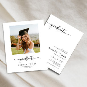 Budget Modern Script 4 Foto Abschluss Einladung