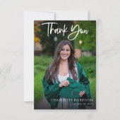 Budget Modern Script Abschluss Foto Dankeskarte (Vorderseite)