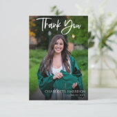 Budget Modern Script Abschluss Foto Dankeskarte (Stehend Vorderseite)