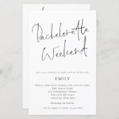 Budget Modern Script Bachelorette Weekend Einladun (Vorne/Hinten)