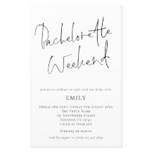 Budget Modern Script Bachelorette Weekend Einladun