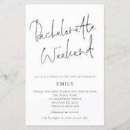 Budget Modern Script Bachelorette Weekend Einladun