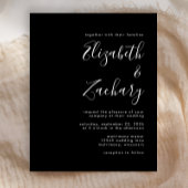 Budget Modern Script Black Wedding Einladung