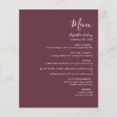 Budget Modern Script Burgundy Wedding Menu (Vorderseite)