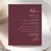 Budget Modern Script Burgundy Wedding Menu