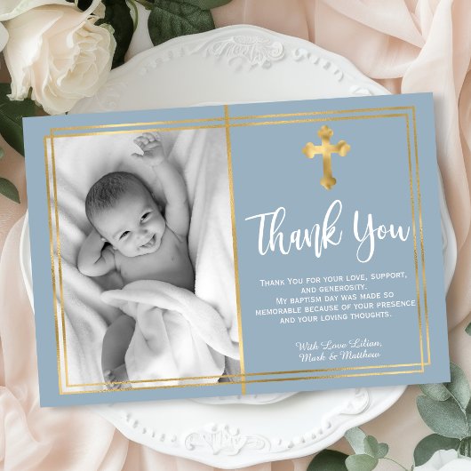 Budget Modern Script Cross Blue Taufe Vielen Dank