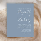 Budget Modern Script Dusty Blue Wedding Einladung