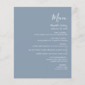 Budget Modern Script Dusty Blue Wedding Menu (Vorderseite)