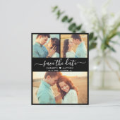 Budget Modern Script Foto Black Save the Date (Stehend Vorderseite)