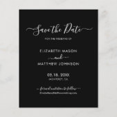 Budget Modern Script Foto Black Save the Date (Rückseite)