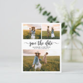 Budget Modern Script Foto Collage Save the Date (Stehend Vorderseite)