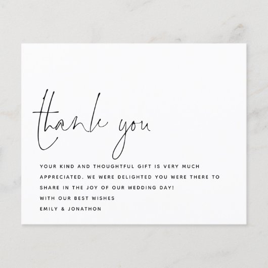 Budget Modern Script Foto Hochzeit Vielen Dank (Vorderseite)