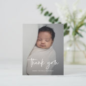 Budget Modern Script Foto Taufe Vielen Dank (Stehend Vorderseite)