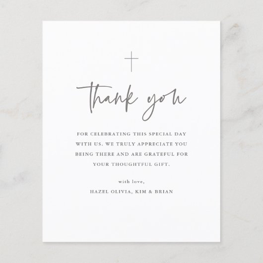 Budget Modern Script Foto Taufe Vielen Dank (Rückseite)