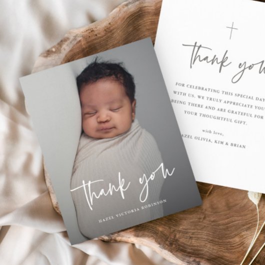 Budget Modern Script Foto Taufe Vielen Dank