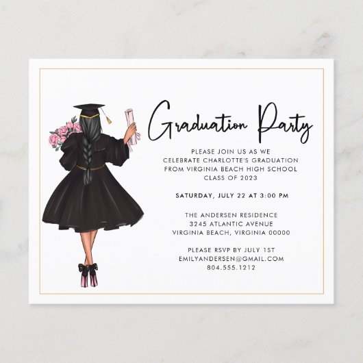 Budget Modern Script Graduation Party Einladung F Flyer (Vorne)